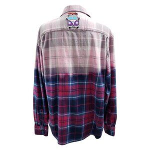 Womens Upcycled Distressed Flannel with "Vanlife" Embroidered Patch XL